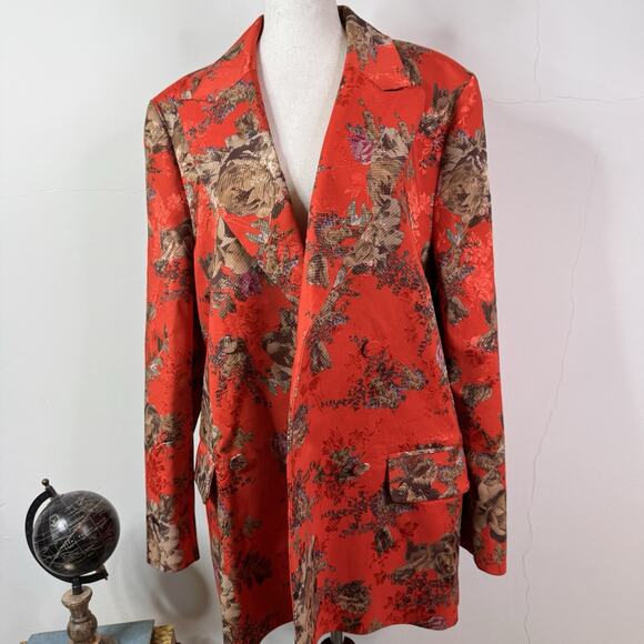 Preen by Thornton Bregazzi Floral Jacquard Blazer Red Bouquet M Avant Garde NWT - Picture 9 of 11